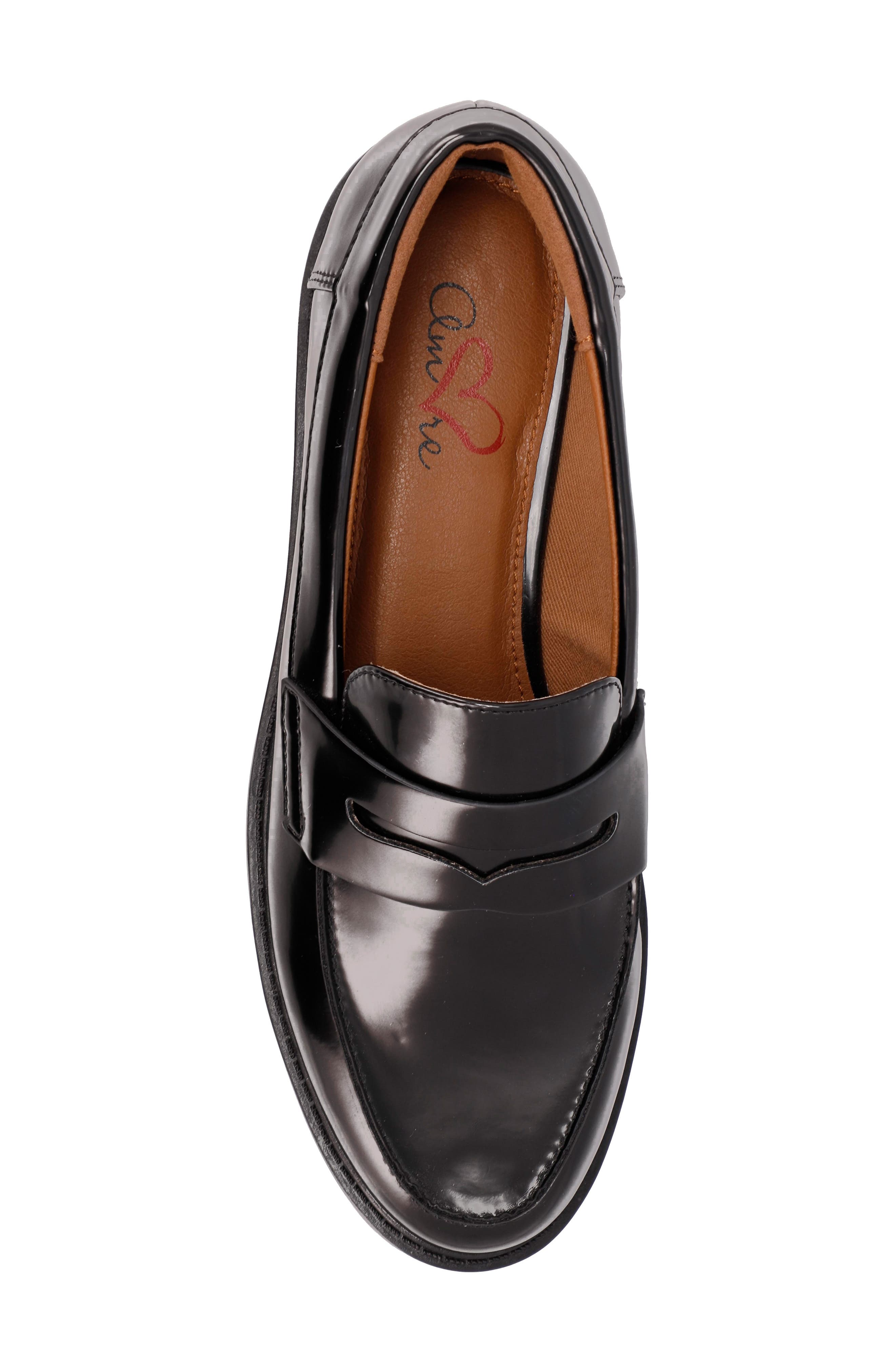 MIA AMORE Hali Lug Sole Penny Loafer, Alternate, color, Black