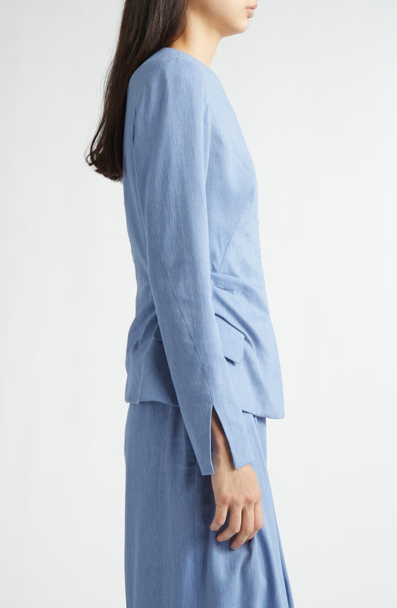 Lela Rose Slubbed Tucked Jacket, Alternate, color, Bluebell
