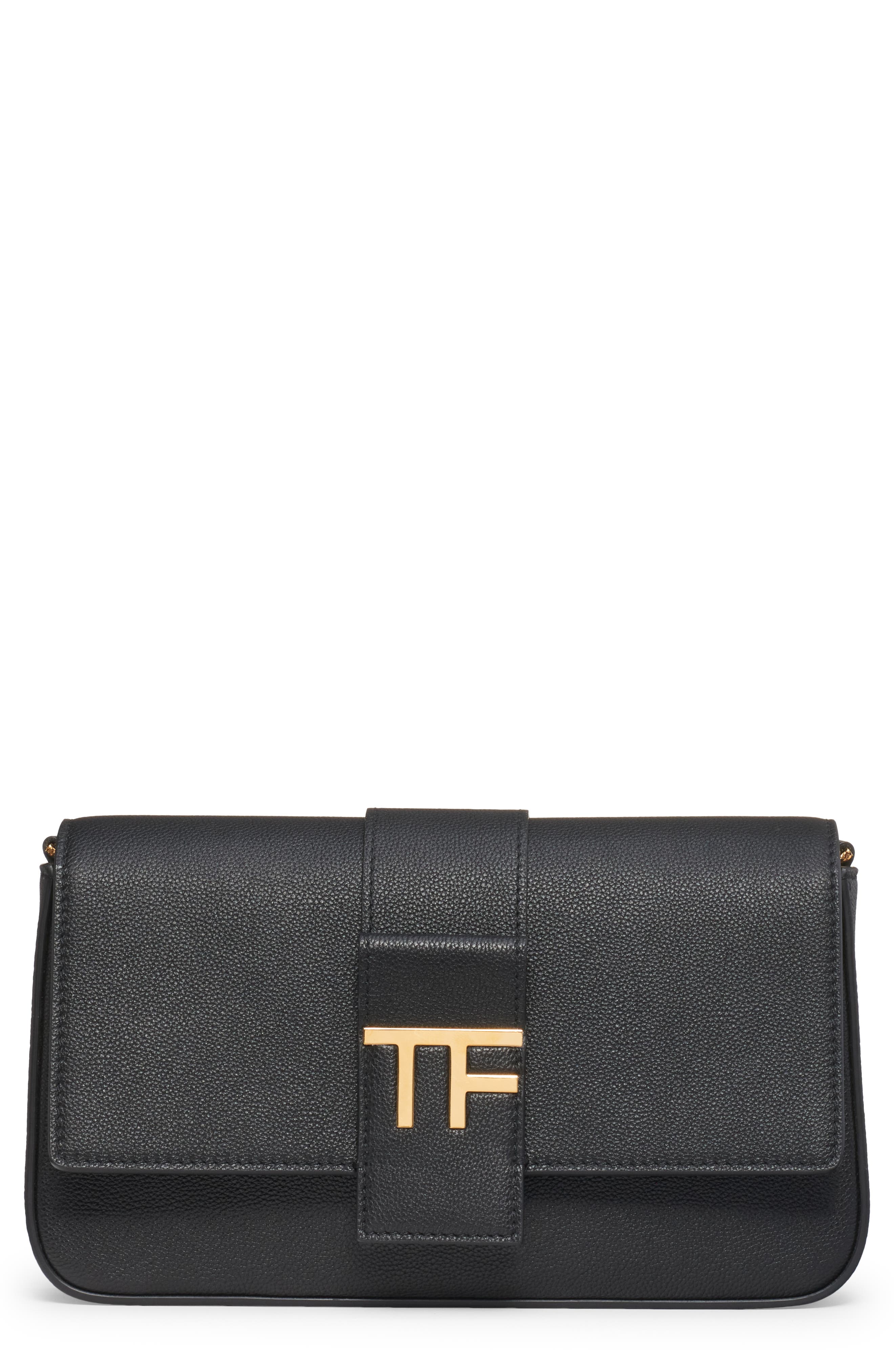 TOM FORD Grained Leather Crossbody Bag, Main, color, 