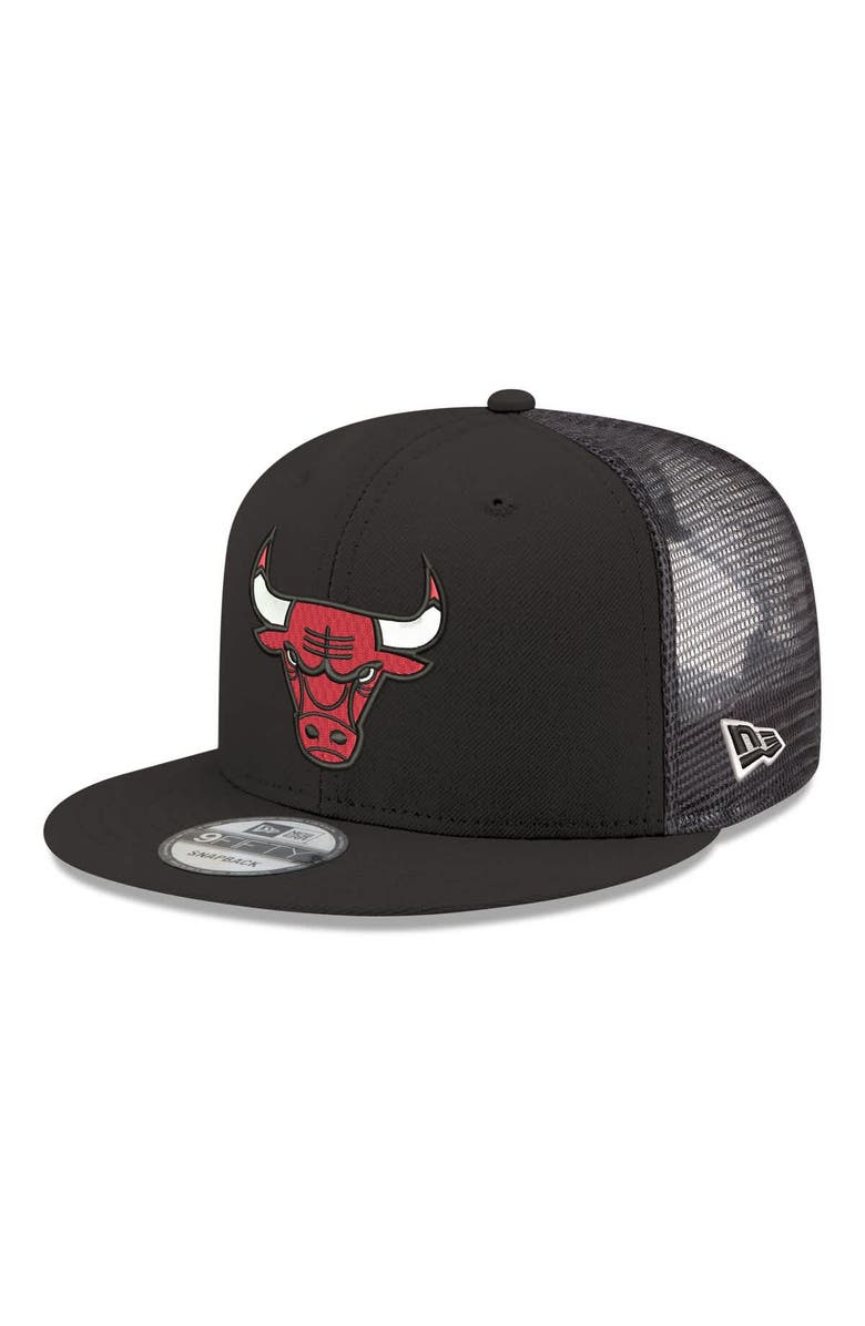 New Era Men's New Era Black Chicago Bulls Core Logo Meshback 9FIFTY Snapback Hat, Main, color, Black