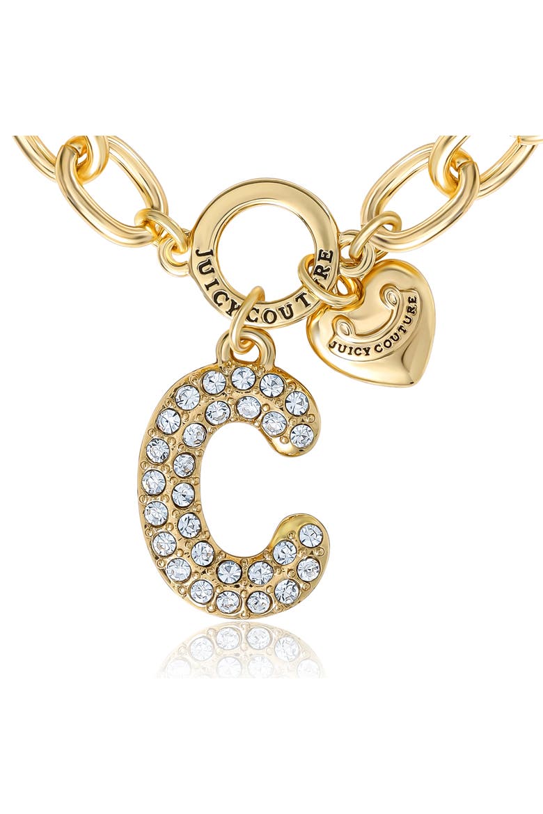 Pavé Initial Charm Bracelet, 7.5'' Gold Tone Link, Alternate, color, Letter C