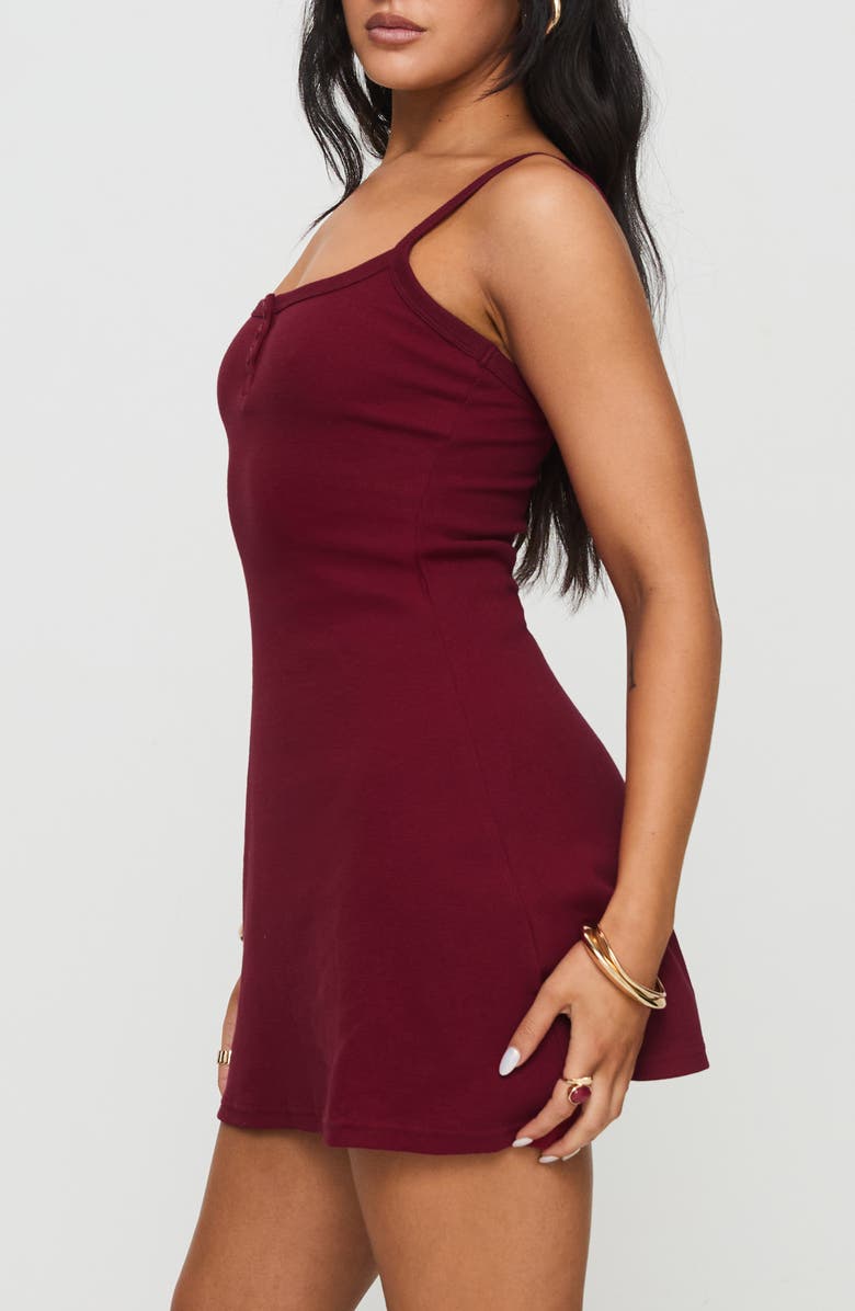 Princess Polly Rib Recycled Stretch Cotton Minidress, Alternate, color, Red