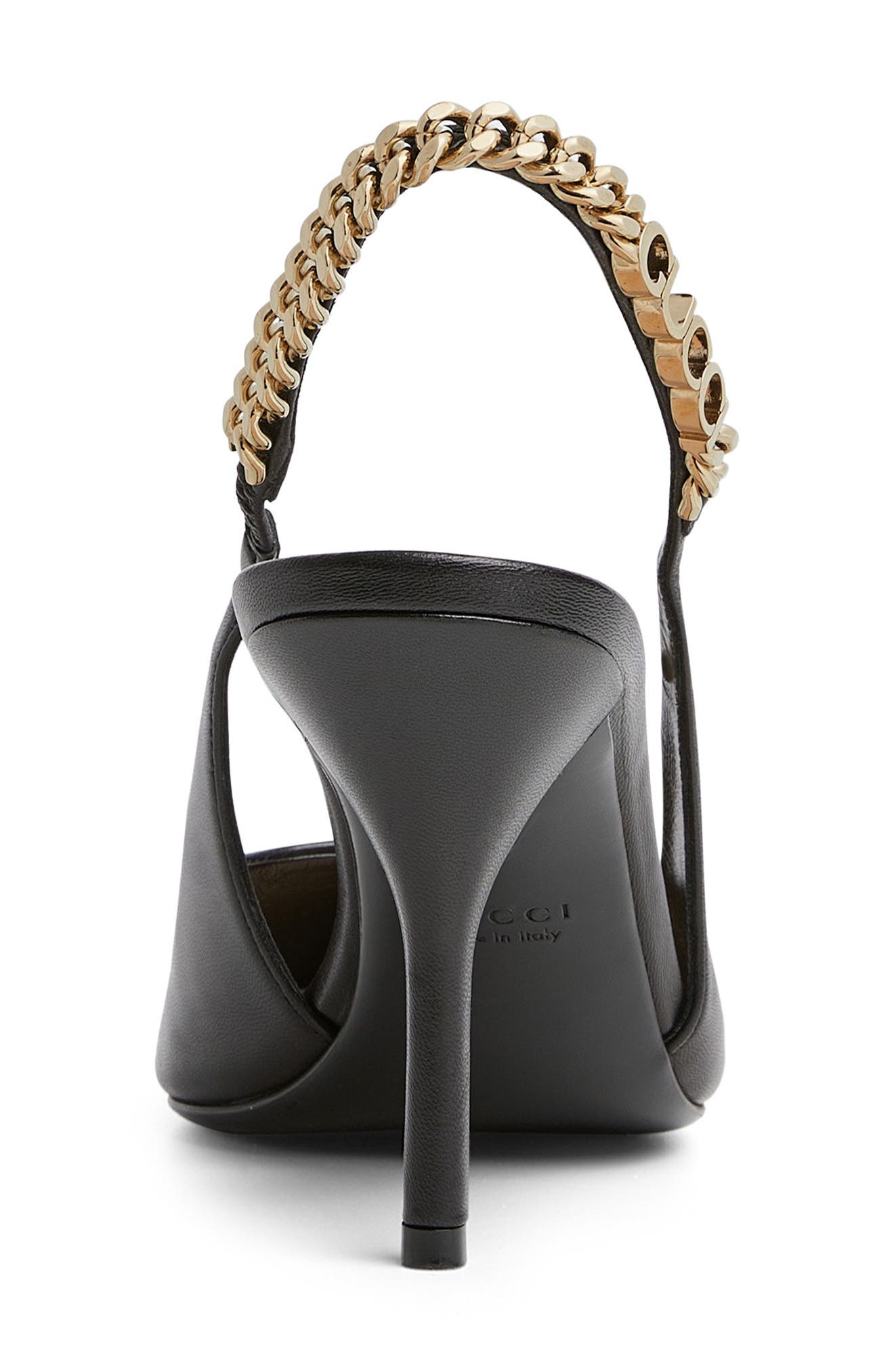 Gucci Signoria Pointed Toe Slingback Pump, Alternate, color, Black