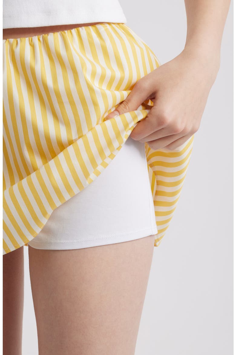 The Brinley Stripe Stretch Cotton Poplin Miniskirt, Alternate, color, LEMON DROP X BRULE