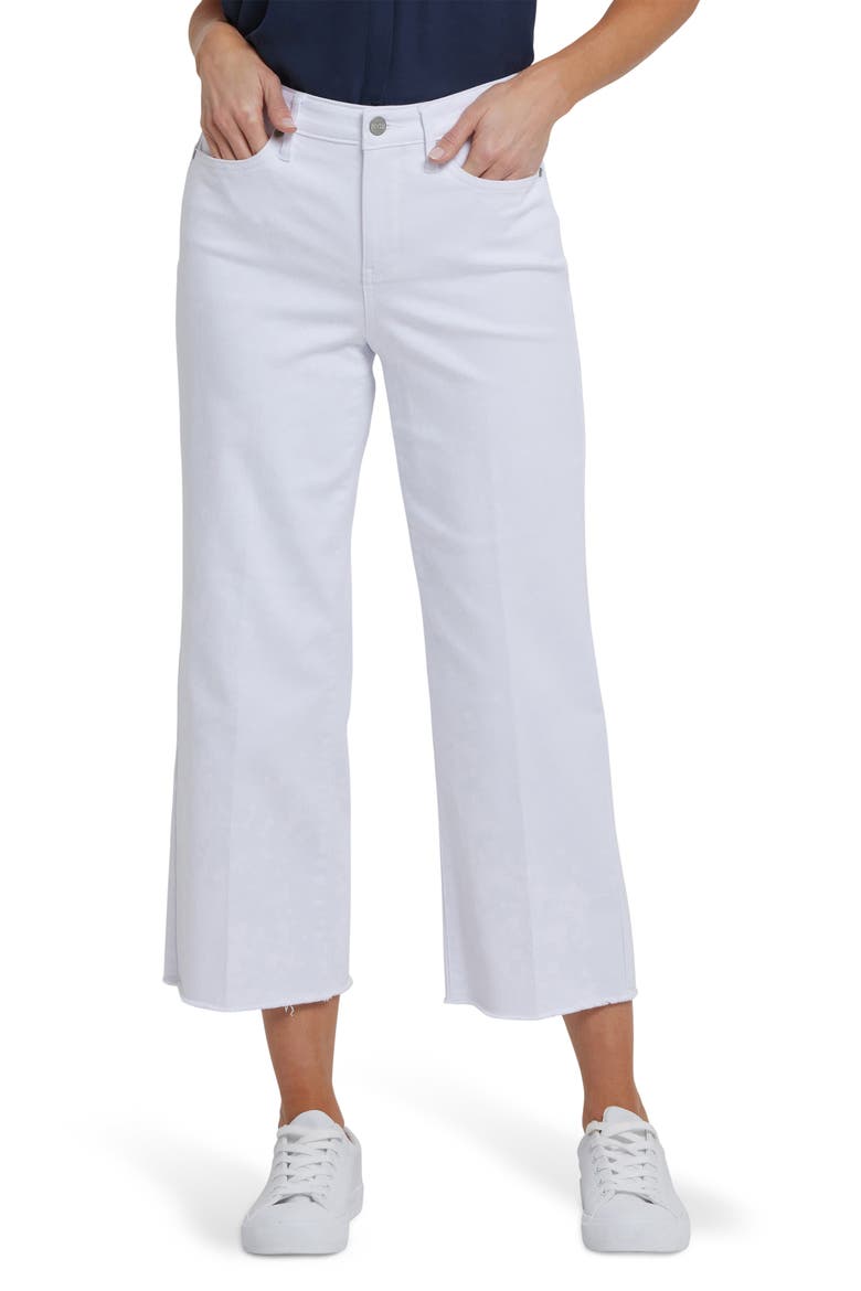 Coco High Waist Raw Edge Relaxed Crop Wide Leg Jeans, Main, color, OPTIC WHITE