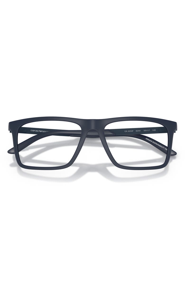 Emporio Armani 55mm Square Optical Glasses, Alternate, color, Matte Blue / Demo Lens