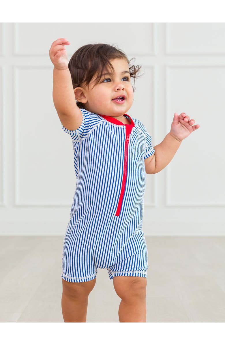 RuggedButts Baby Boys UPF50+ Seersucker Short Sleeve One Piece Rash Guard, Alternate, color,