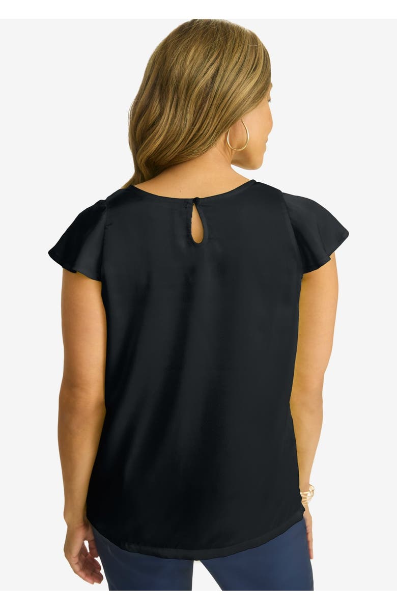 Jessica London Satin Blouse, Alternate, color, Black