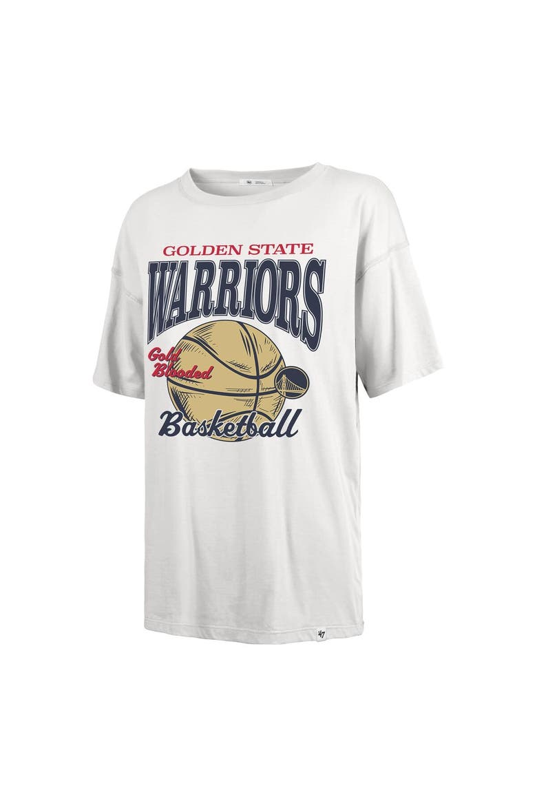 Women's '47  White Golden State Warriors City Edition Down Court Sadie T-Shirt, Alternate, color, White