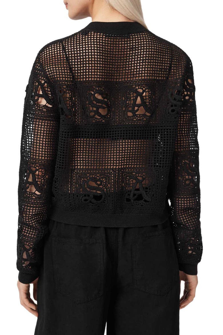 Kyra Mesh Cardigan, Alternate, color, BLACK