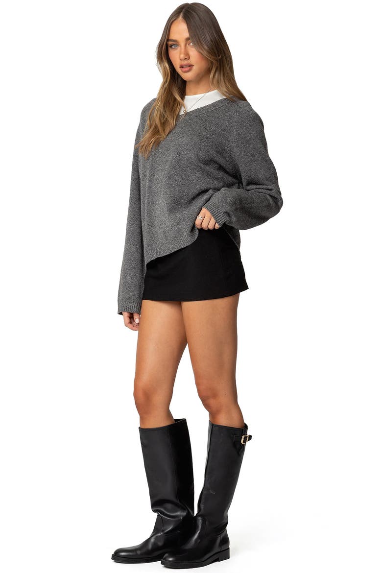 Martha V-Neck Oversize Sweater, Alternate, color, DARK-GRAY-MELANGE
