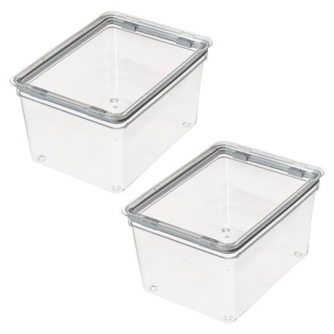Large Food Storage Bin with Airtight Lid - Set of 2 - Clear