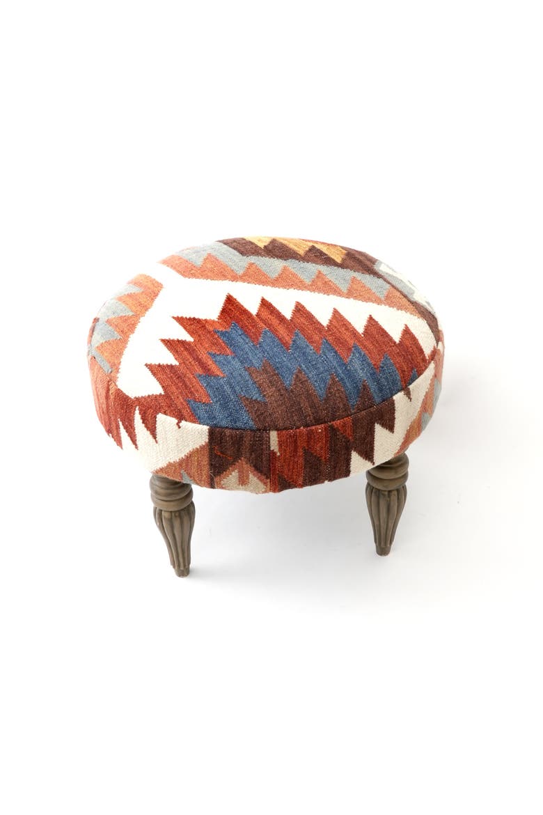 Tribal Kilim Pattern Footstool, Alternate, color, Brown
