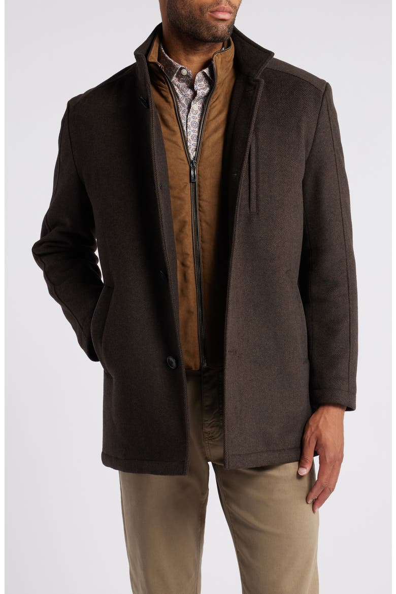 Upton Car Coat with Removable Bib, Main, color, BROWN