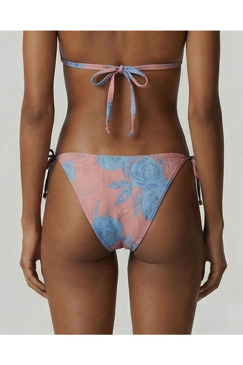Monstera Floral Womens Bikini Bottom, Alternate, color, Monstera Floral Coral