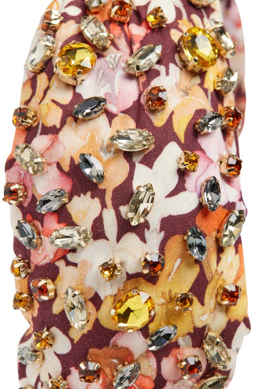 Lele Sadoughi Greta Liberty Crystal Knotted Headband In Marigold Lilies