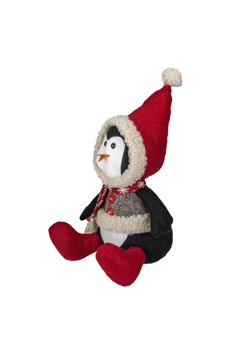 Northlight Sitting Winter Penguin Christmas Figure - 15" Red, White, and Black, Alternate, color, White