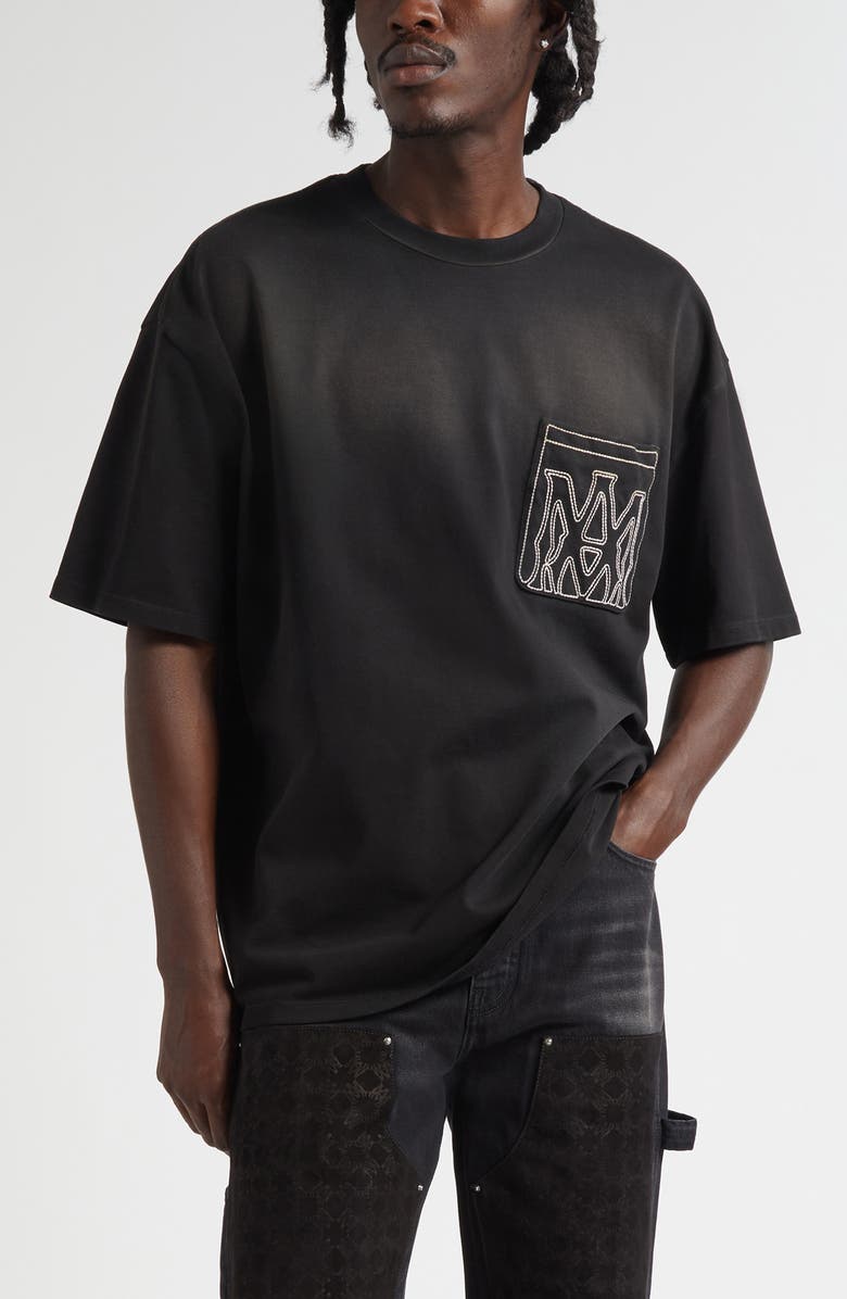 AMIRI MA Outline Oversize Pocket T-Shirt, Main, color, Black