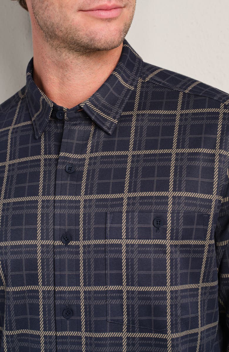 Rhone Hardy Check Flannel Button-Up Shirt, Alternate, color, Fatigue Green/ True Navy Plaid