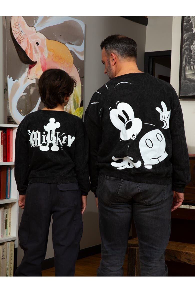 Mickey Mouse Mineral Wash French Terry Pullover Sweatshirt, Alternate, color, Washed Black Mickey