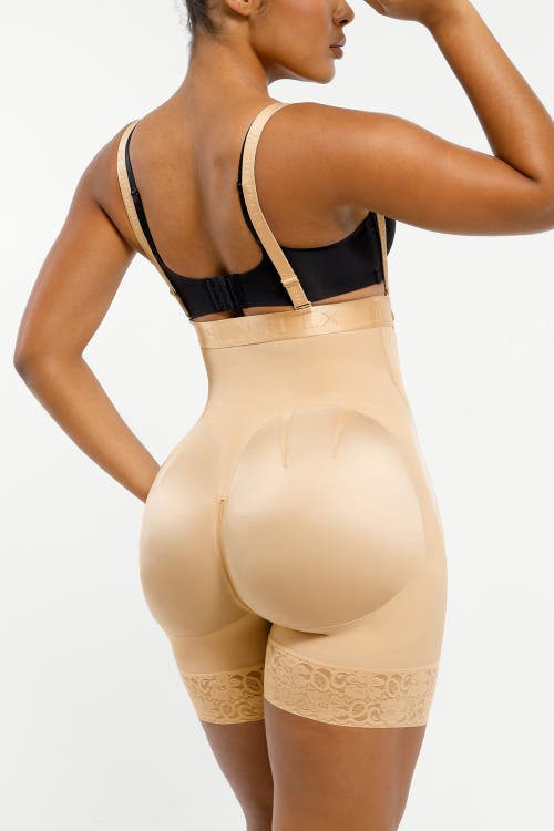 Shapellx Postpartum Side Zipper Support Shorts In Cream Beige