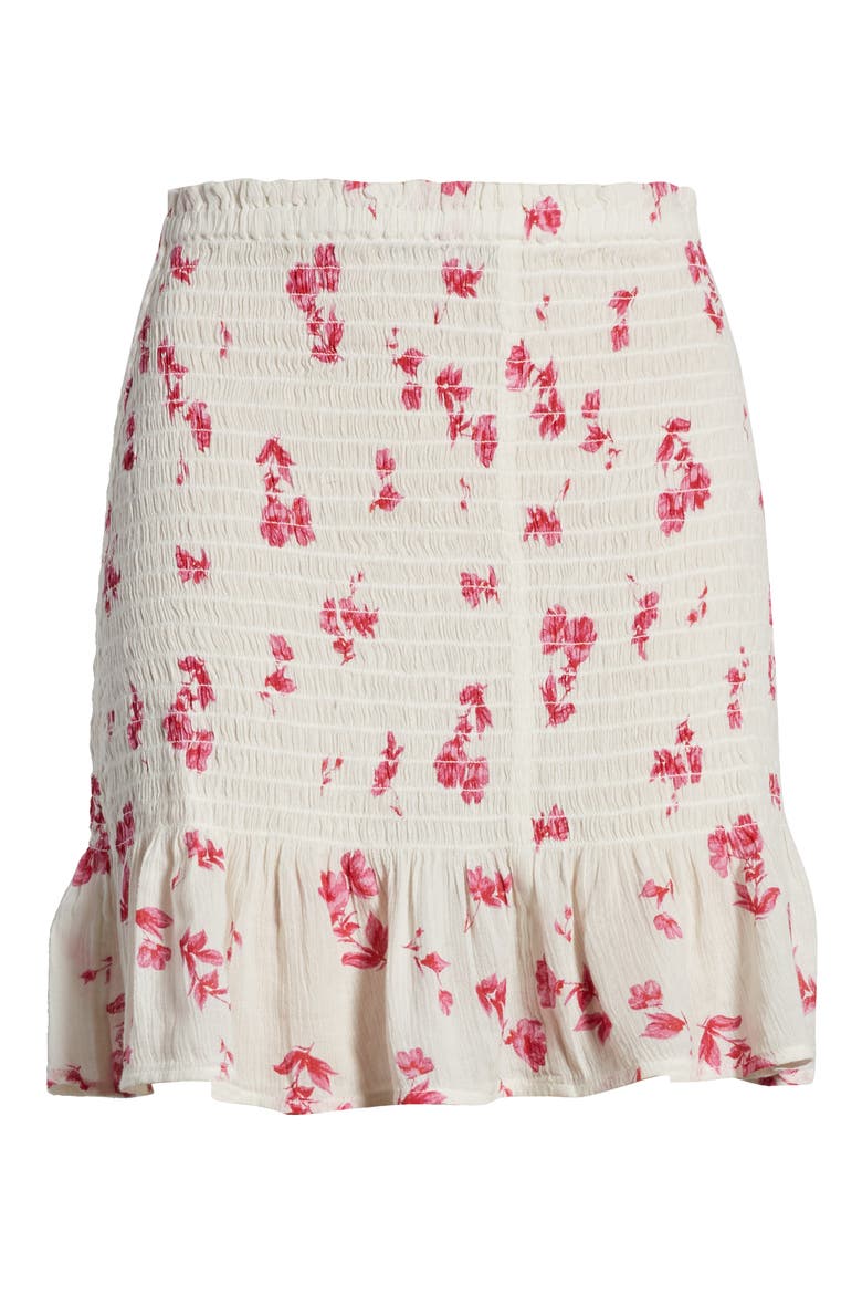 Smocked Miniskirt, Alternate, color, IVORY FALLING FLORAL