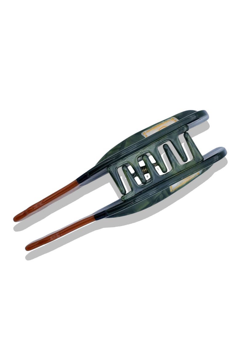 Hand Painted Champagne Claw Clip, Alternate, color, GREEN