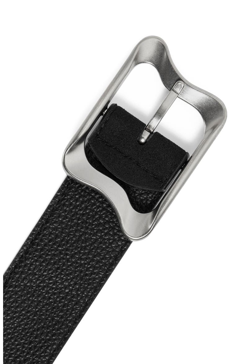 Eleanor Suede & Leather Statement Buckle Belt, Alternate, color, Black