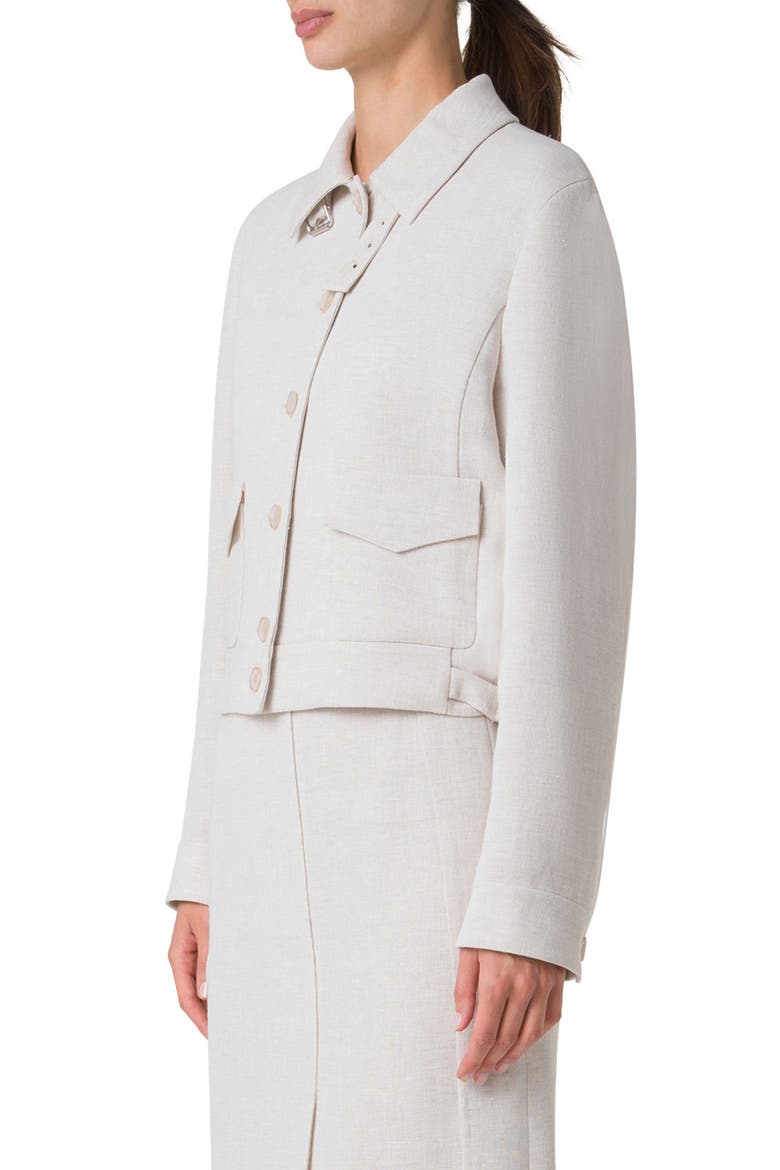 Peer Crop Linen Blend Jacket, Alternate, color, GREIGE