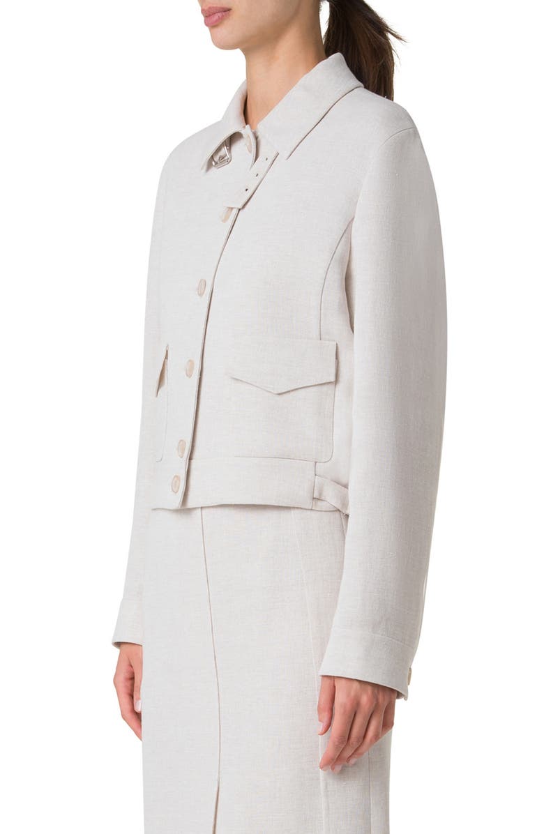 Akris Peer Crop Linen Blend Jacket, Alternate, color, Greige