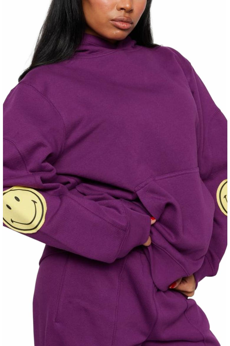 SMILEY OVERSIZED HOODIE, Alternate, color, PURPLE
