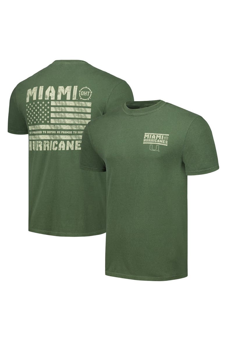 Men's Olive Miami Hurricanes OHT Military Appreciation Comfort Colors T-Shirt, Main, color, Olive