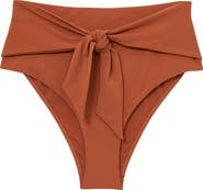 Reiss Hallie Tie Front High Waist Bikini Bottoms