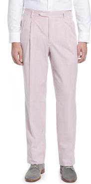 Berle Pleated Seersucker Cotton Dress Pants