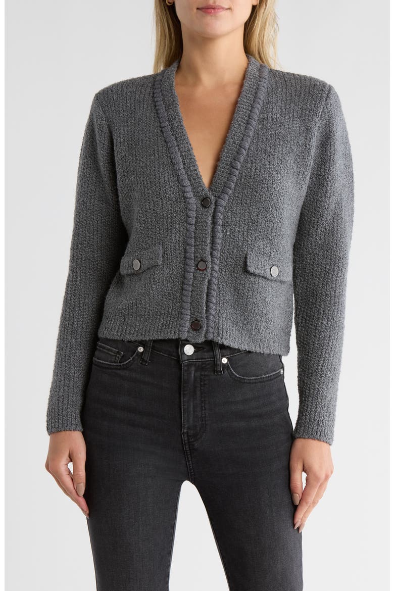 Double Pocket Crop Cardigan, Main, color, PEWTER