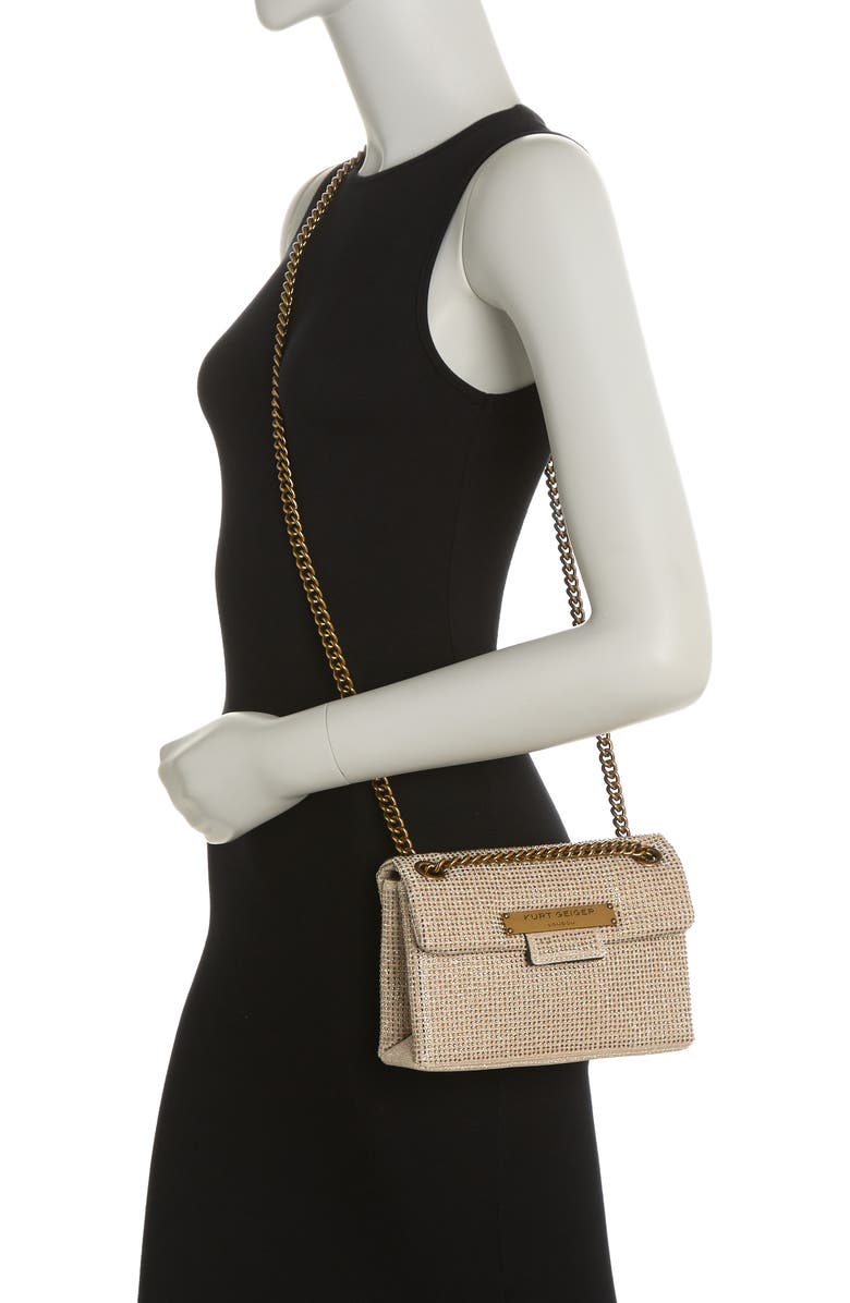 Kurt Geiger London Rhinestone Mini Brixton Shoulder Bag, Alternate, color, Dark Beige