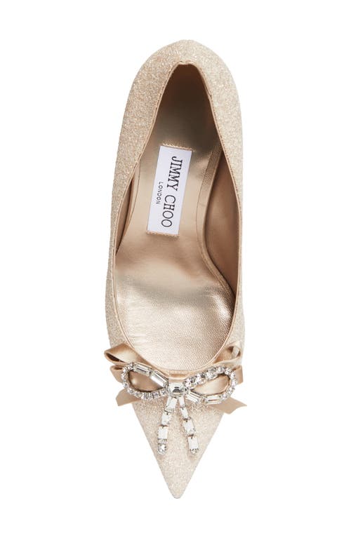 Jimmy Choo Auria Crystal Bow Glitter Pump In Neutral