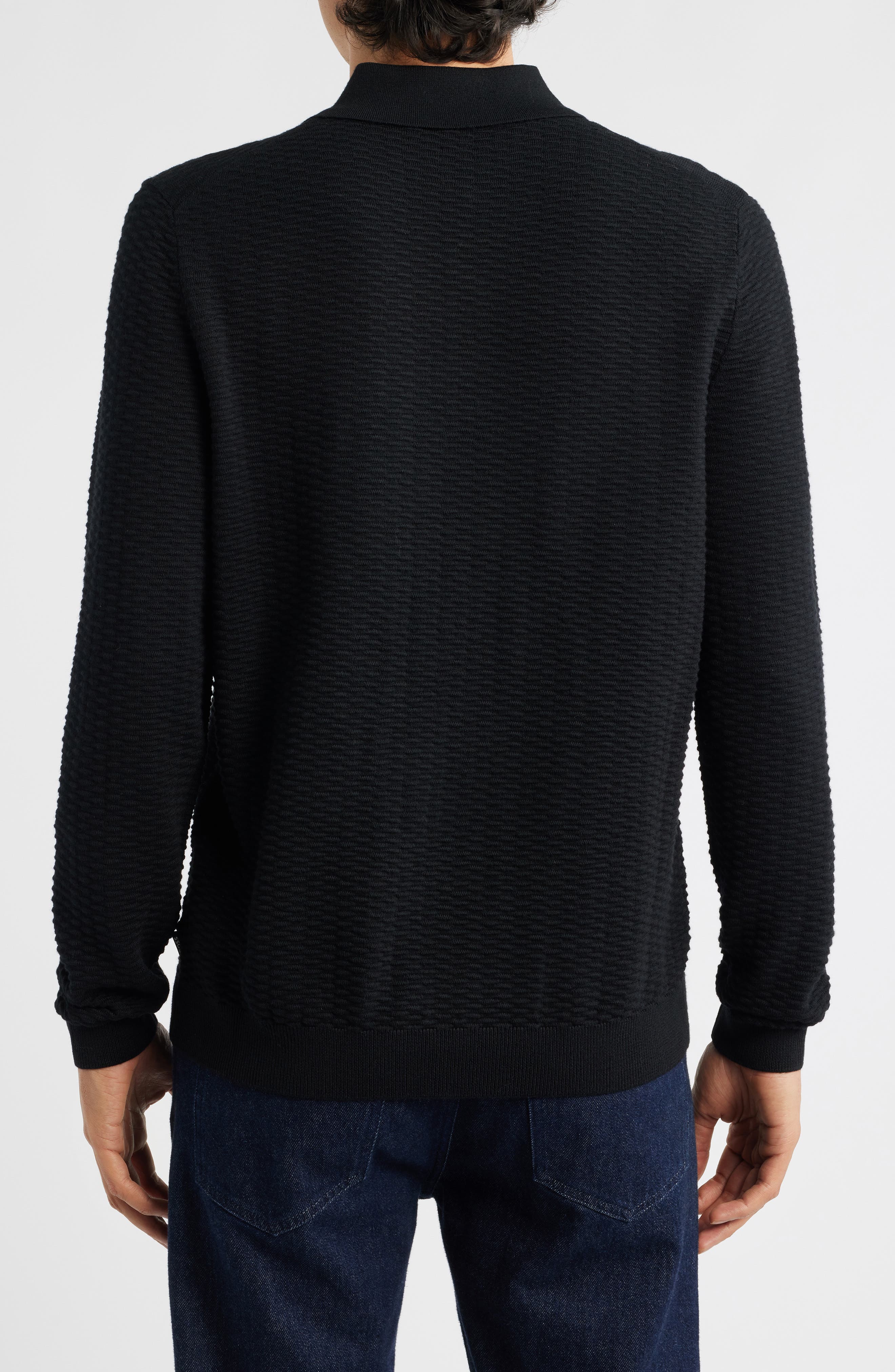 Diluigi Long Sleeve Virgin Wool Blend Polo Sweater - image 2