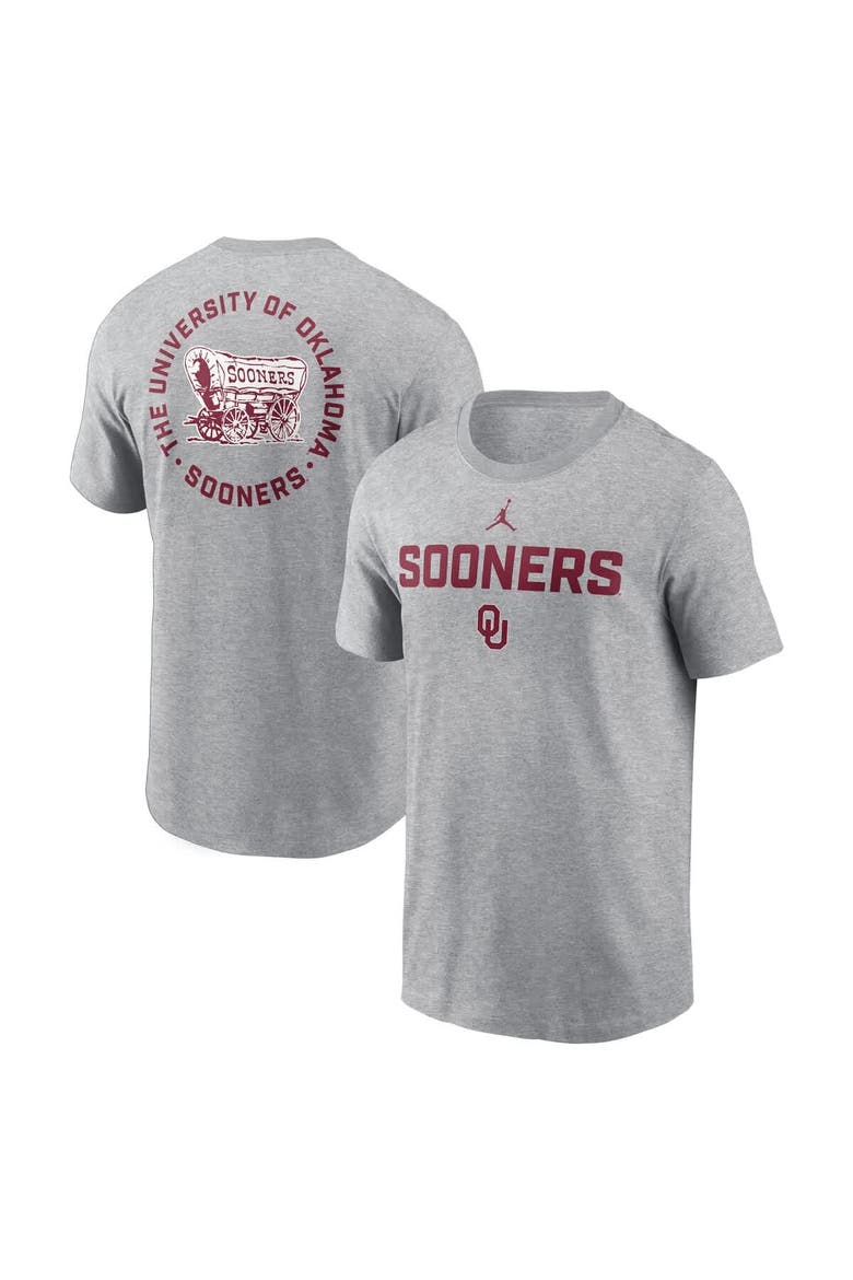 Men's Jordan Brand Heather Gray Oklahoma Sooners Campus 2-Hit T-Shirt, Main, color, Heather Gray