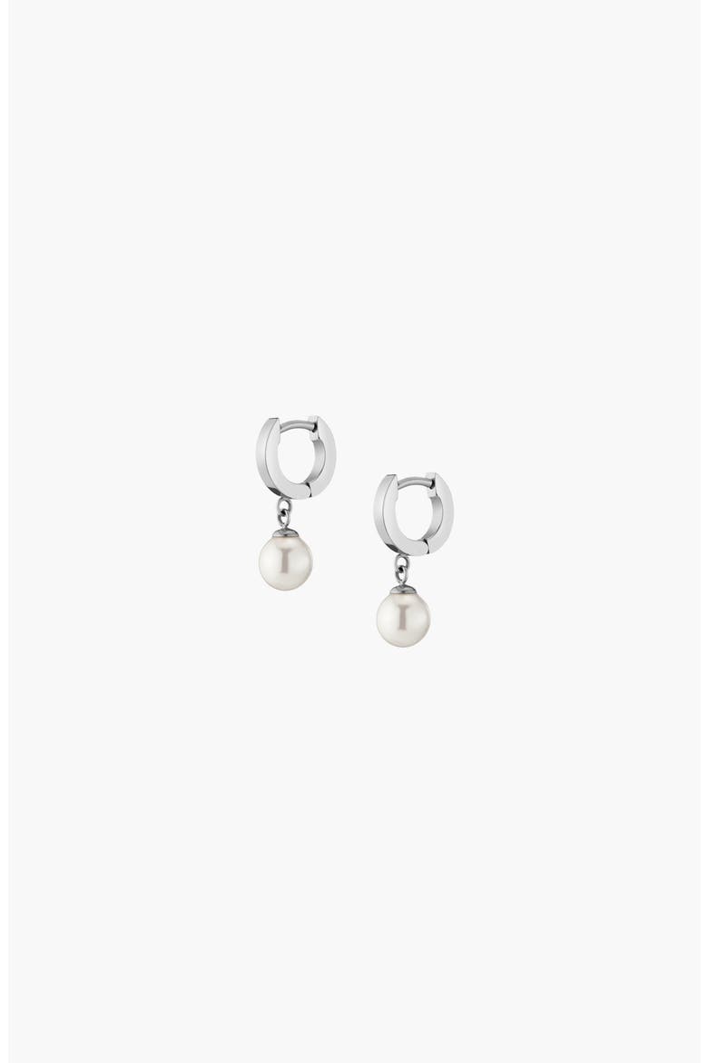 Unbreakable Pearl Huggie Earrings, Main, color, White
