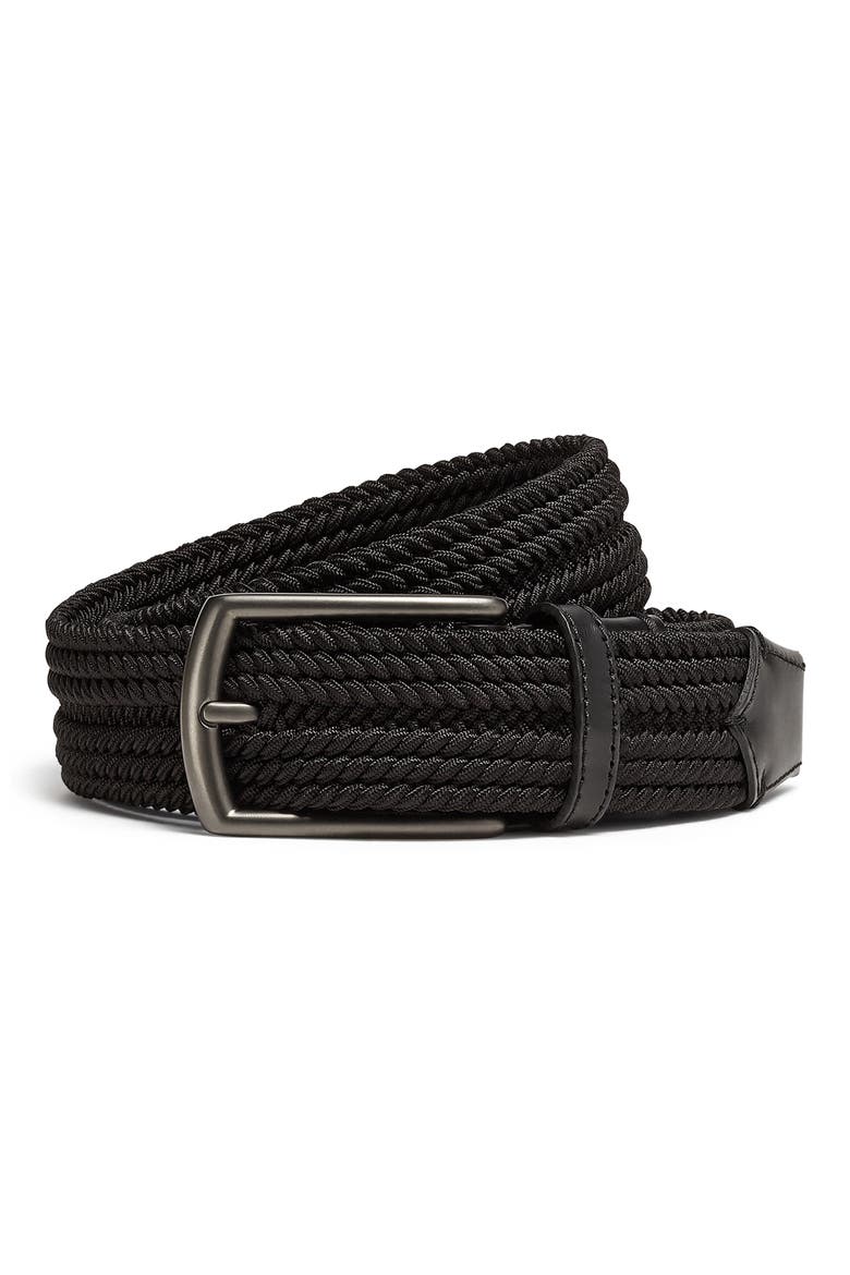 Triple Stitch™ Buckle Braided Belt, Main, color, BLACK