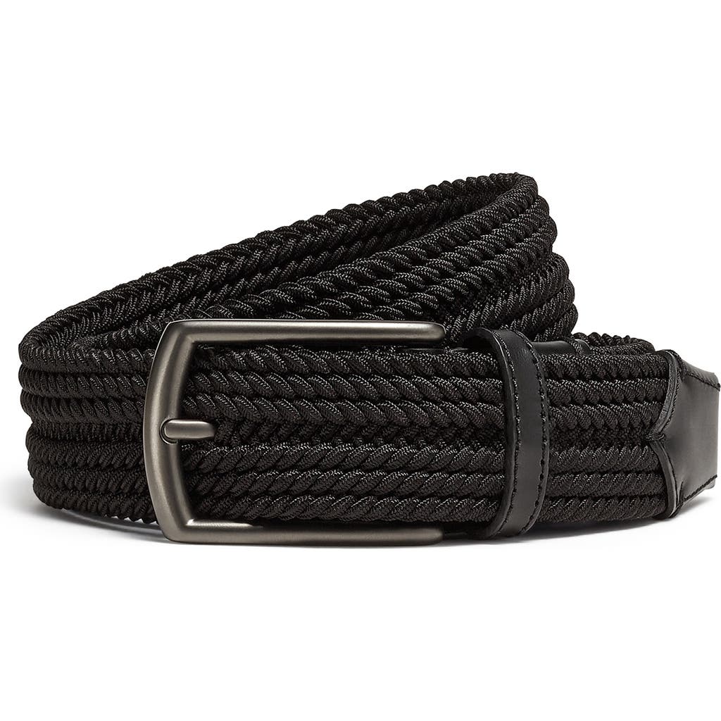 Zegna Black Elastic Rayon Braided Belt In Black