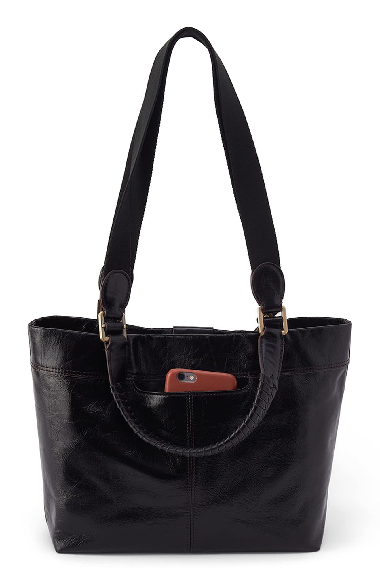 HOBO Medium Romy Leather Tote, Alternate, color, Black