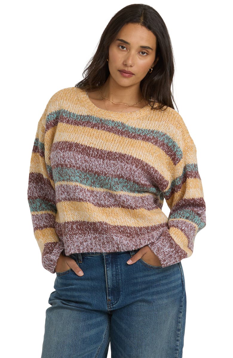 Billabong So Spaced Out Stripe Sweater, Alternate, color, Mulch