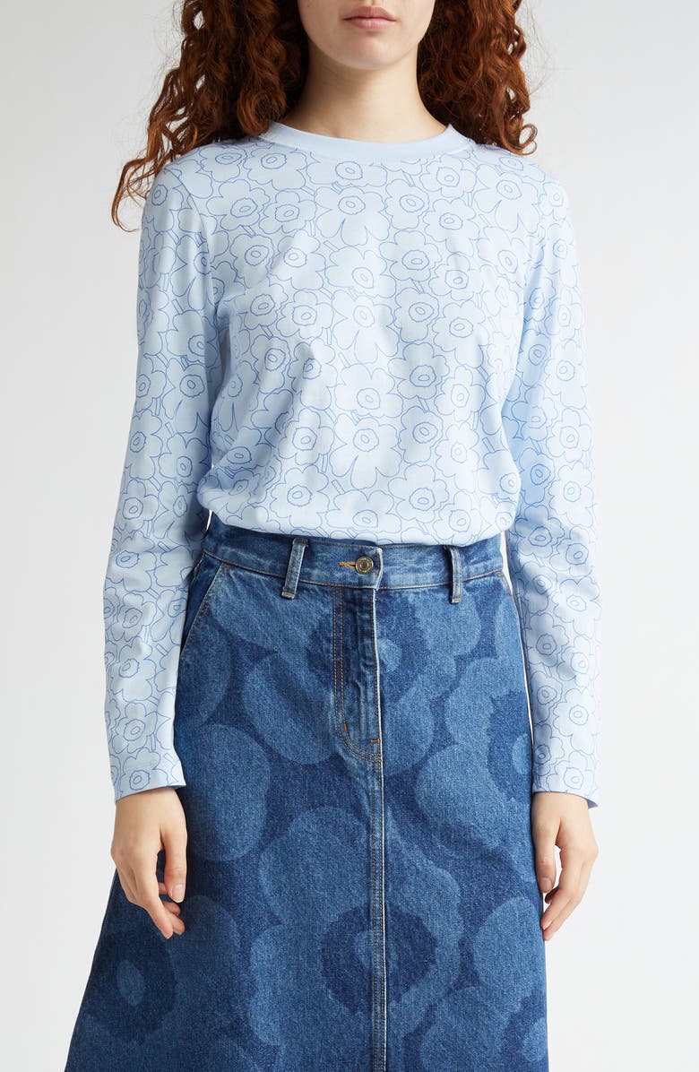 Marimekko Sekunti Piirto Floral Unikko Floral Cotton T-Shirt, Main, color, 