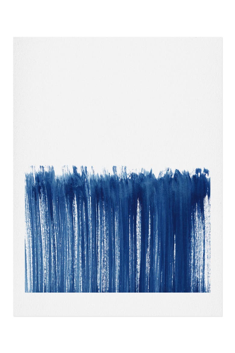 Indigo Abstract Brush Strokes Framed Wall Art, Main, color, NO FRAME
