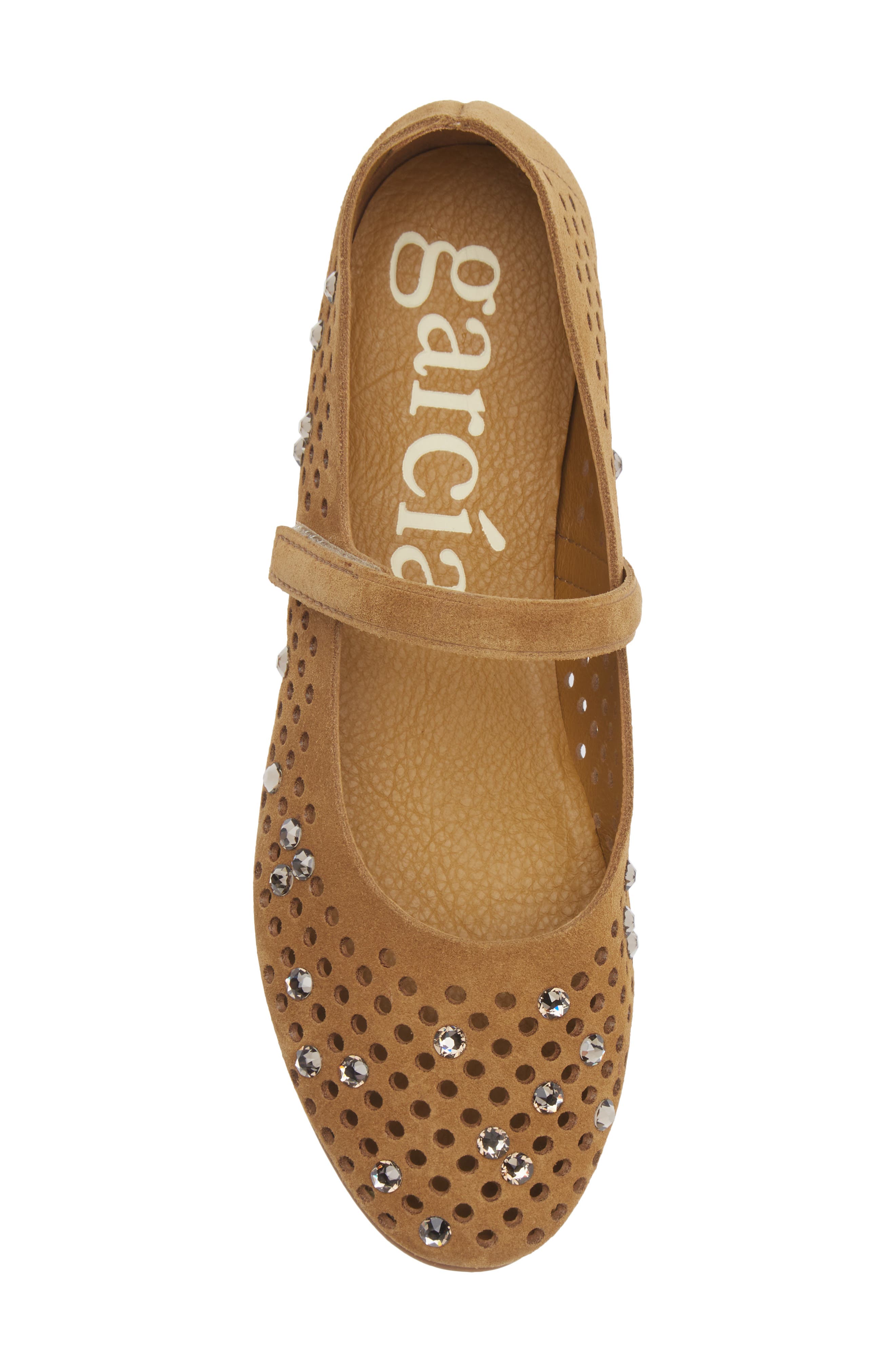 Anica Crystal Perforated Mary Jane Flat, Alternate, color, ALPACA CASTORO