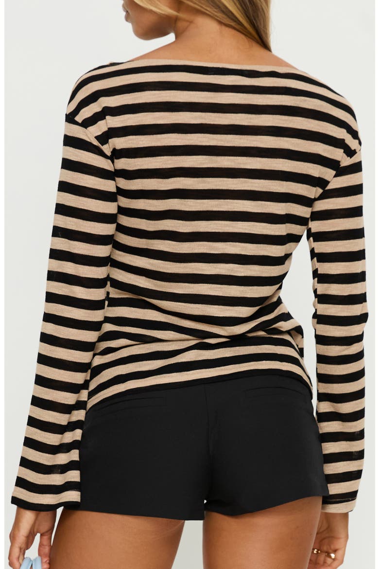 So Composed Boat Neck Knit Top, Alternate, color, LATTE STRIPE