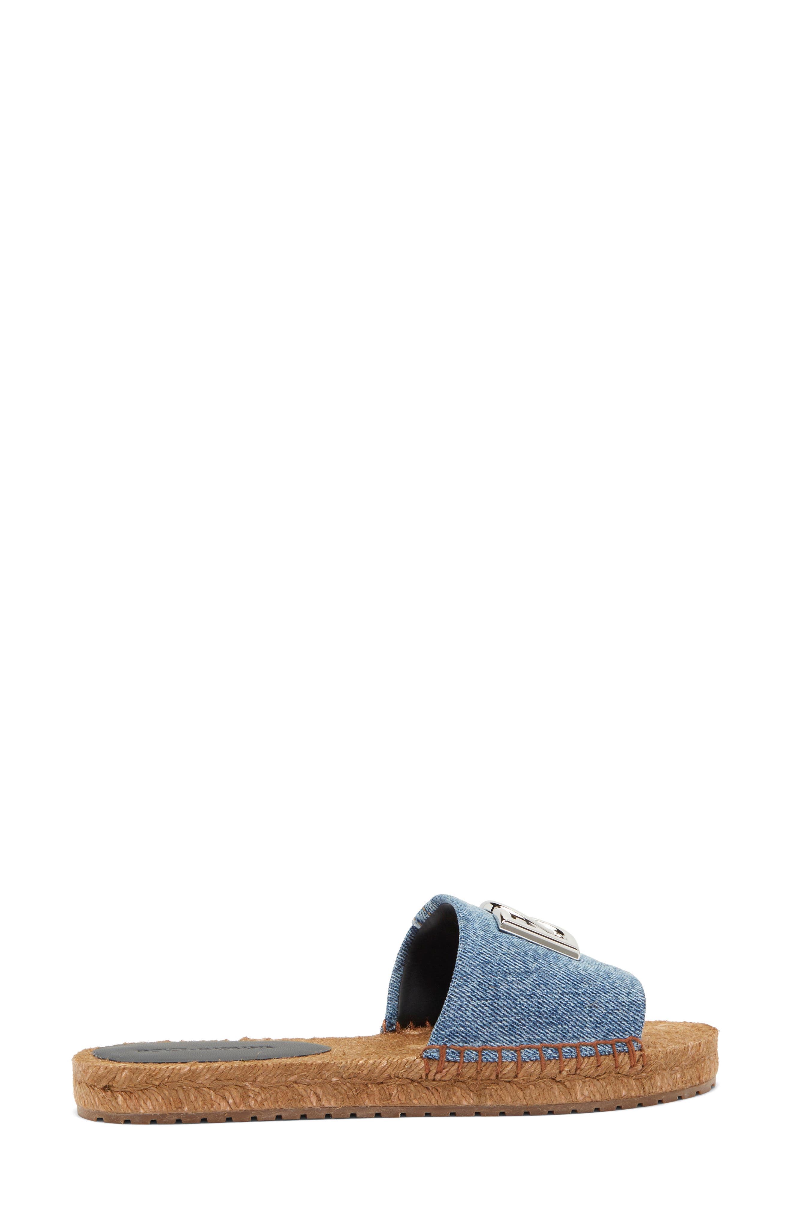 Dolce&Gabbana Denim Patchwork Slide Sandal, Alternate, color, Denim Blue