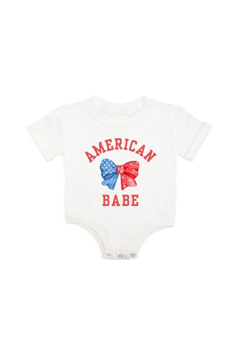 American Babe Short Sleeve Romper, Main, color, White